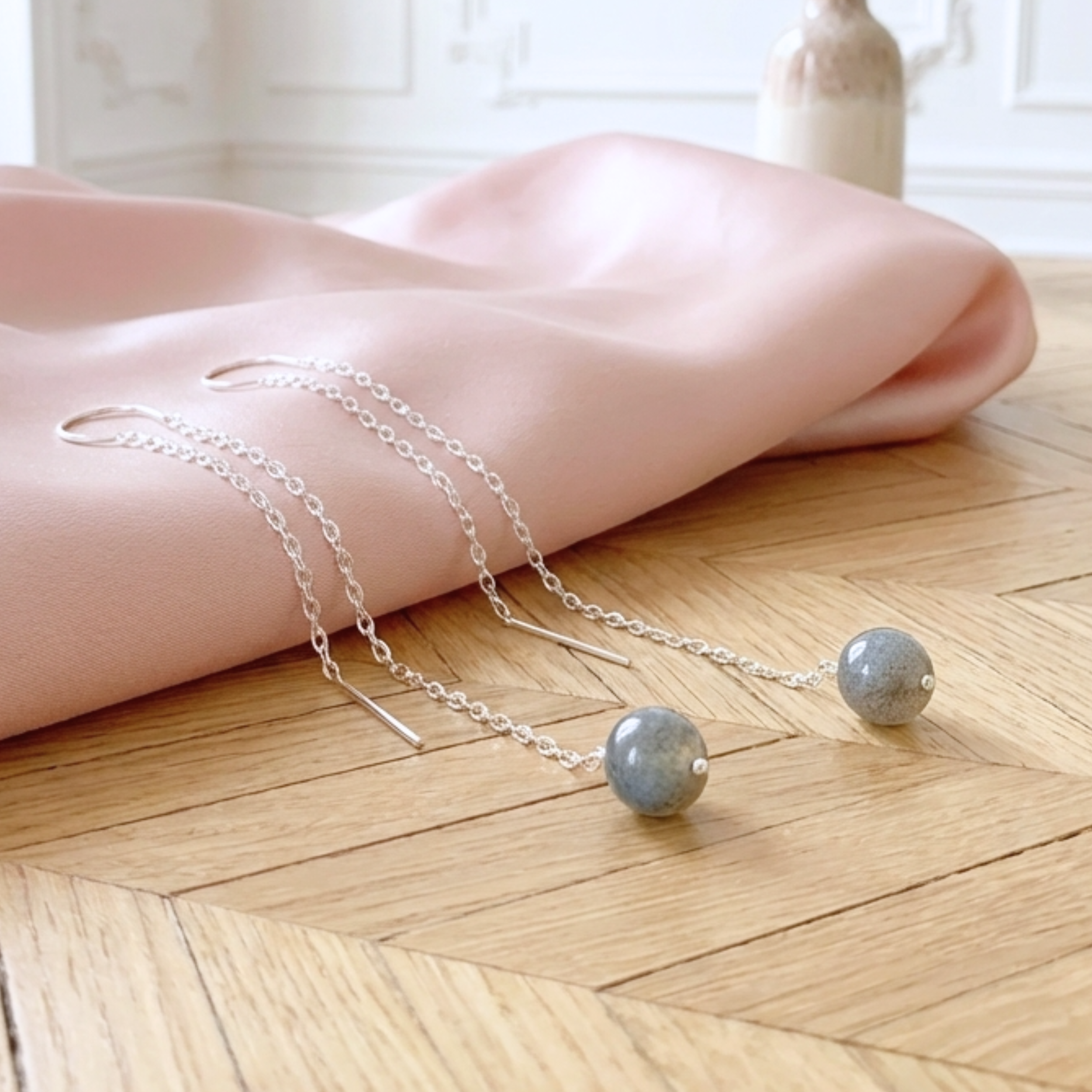 Boucles d'oreilles Alexandrine labradorite argent 925 — L'Insolente Bijoux
