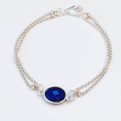Bracelet chaine Argent 925 et pierre véritable lapis lazuli SOFIA