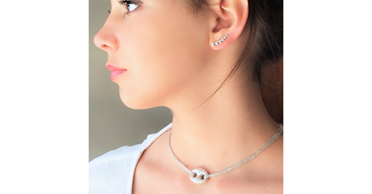 Boucles D'oreilles Argent 925 Grenat Topaze Blanche Torsion Grimpeur