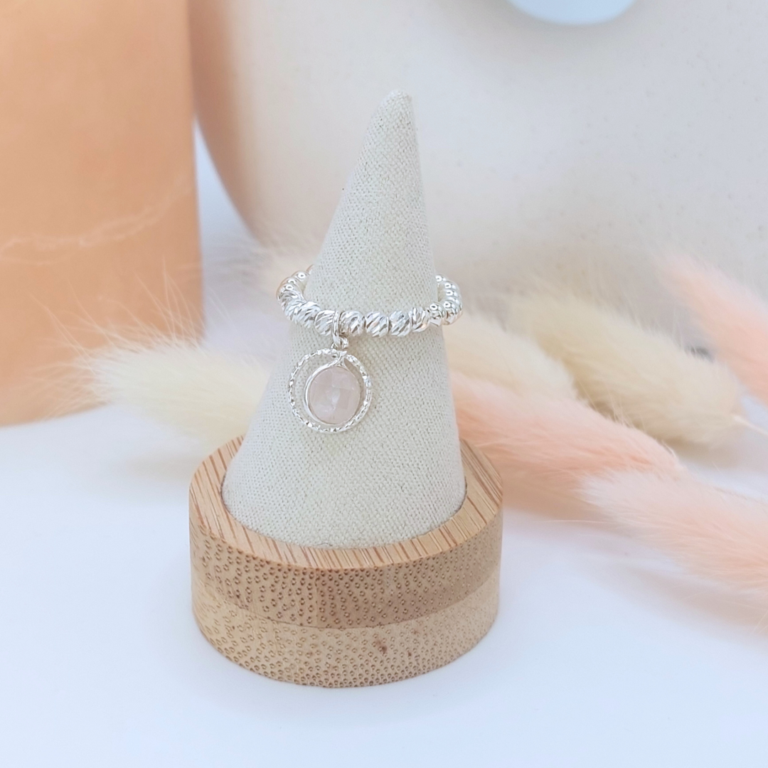 Bague En Argent Avec Quartz Rose - Occasion