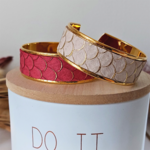 bracelet- manchette-cuir-véritable-georgia-rouge-doré