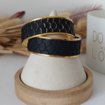 bracelet- manchette-cuir-véritable-georgia-noir-mat-or