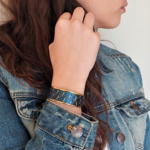 bracelet- manchette-dorée-cuir-véritable-georgia-bleu
