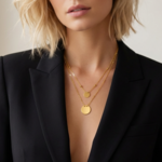Collier-doré-double-chaîne-avec- pendentifs-ronds-acier-inoxydable-l-insolente-bijoux