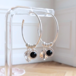 boucles-d-oreilles-creoles-argent-925-massif-lithothérapie-onyx-noir-véritable-linsolente-bijoux