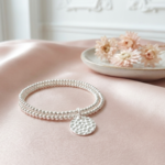 bracelet-perles-argent-massif-925-femme-double-rang-elastique-medaille-martelée-l-insolente-bijoux