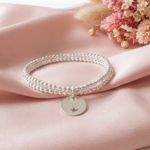 bracelet-perles-argent-massif-925-femme-double-rangs-elastique-medaille-étoile-ajourée-l-insolente-bijoux
