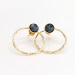 DIANE - BOUCLE D OREILLES - PIERRE EN OBSIDIENNE MOUCHETEE - L INSOLENTE BIJOUX