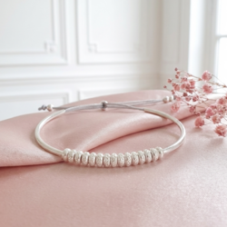 bracelet pampille médaille ronde brillant chaînettes argent femme