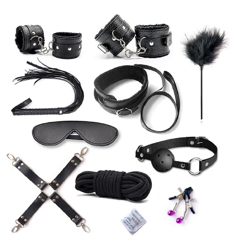 BDSM-ensemble-de-Bondage-et-de-retenue-menottes-fouet-perles-anales-Plug-Anal-vibrateur-jouets-sexuels