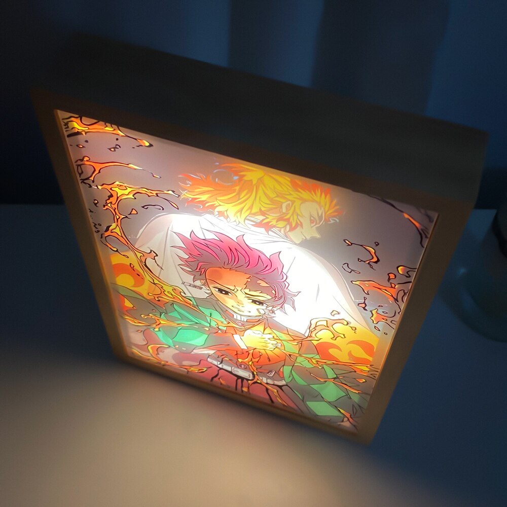 Cadre-photo-LED-Demon-Slayer-Kyojflats-Rengoku-Hoom-lampe-de-nuit-Anime-Kimetsu-No-Yaiba-cadre