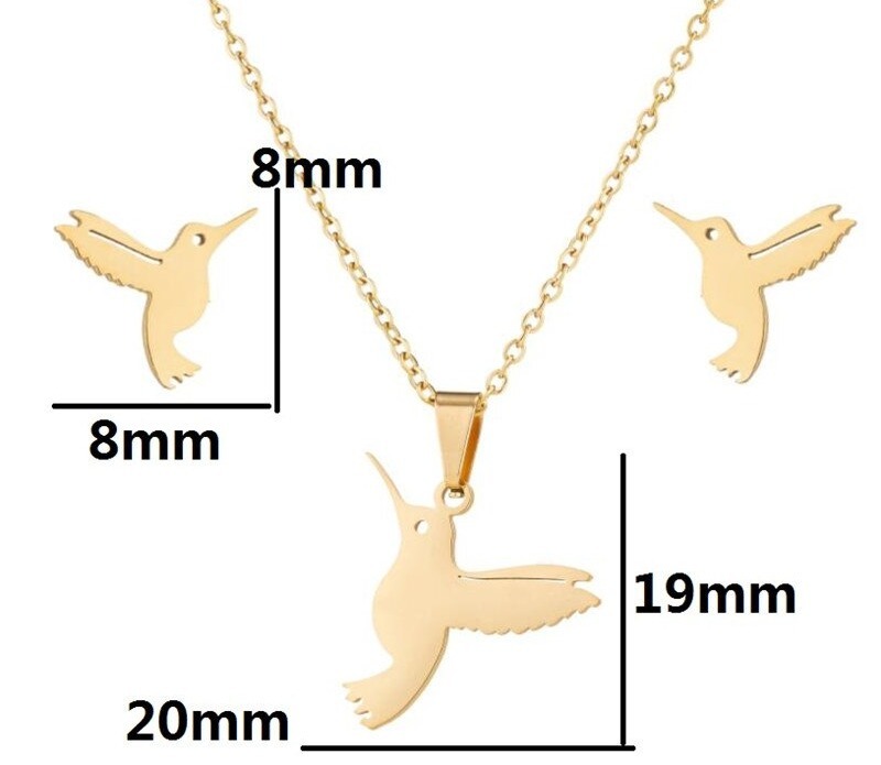 SMJEL-Boucles-d-Oreilles-en-Acier-Inoxydable-pour-Femme-Petit-Oiseau-Volant-Pendentif-Colibri-Collier-Animal