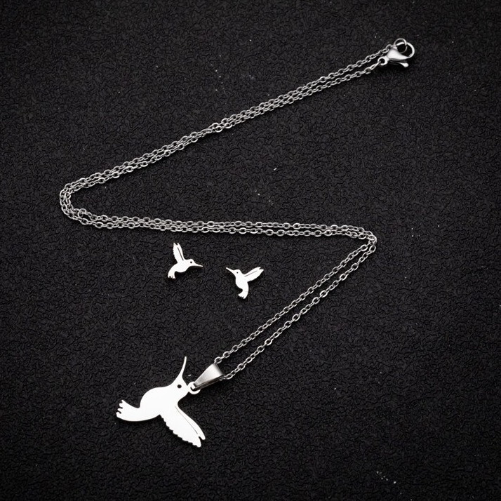 Collier Oiseau Colibri Argent Rhodié 925 Perle de Tahiti