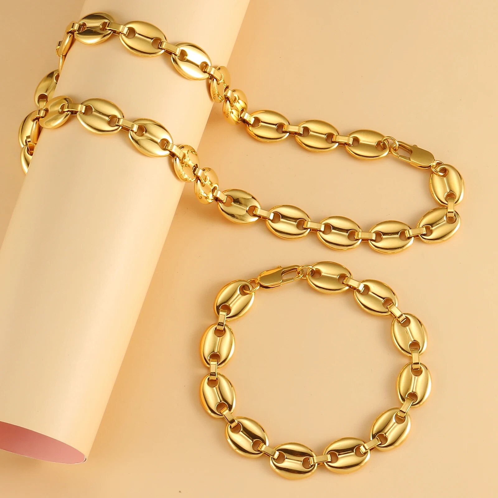 Bracelet-en-Grain-de-Caf-pour-Homme-et-Femme-Bijou-en-Acier-Inoxydable-Plaqu-Or-Ras