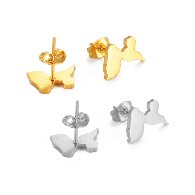 Puces D'oreilles Argentées 12x6mm, étoiles, Acier Inoxydable, Clous Hypoallergéniques