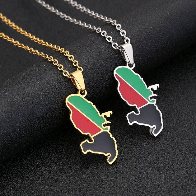 Collier Carte Martinique En Argent 925 - Longueur Au Choix, Neuf Avec étiquettes, Unisexe
