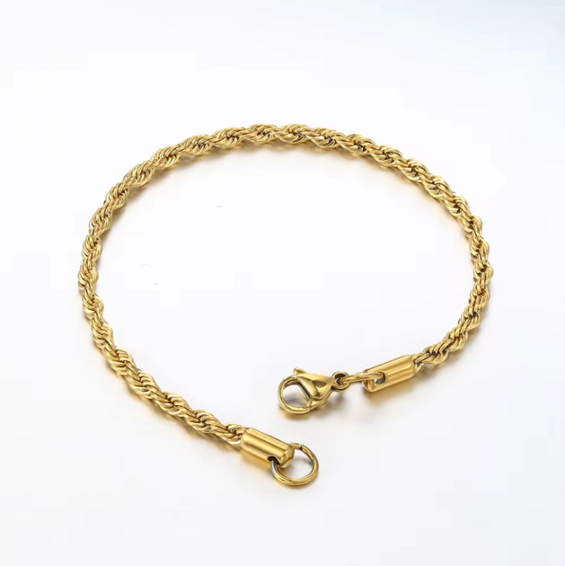 Bracelet Chaîne Maille Torsadée Or - Modèle Classique Vintage - Bijou Fantaisie Femme