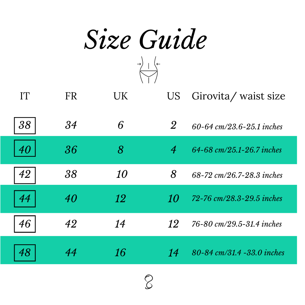 size guide - corset simwear