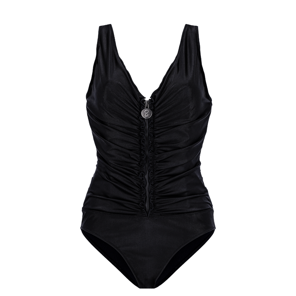 Maillot de bain corset noir avec zip