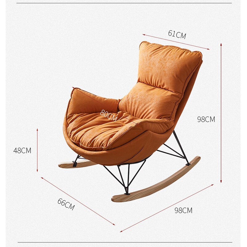 Rocking Chair Deluxe en Cuir | Luxembourgeois Orange Citrouille dimensions