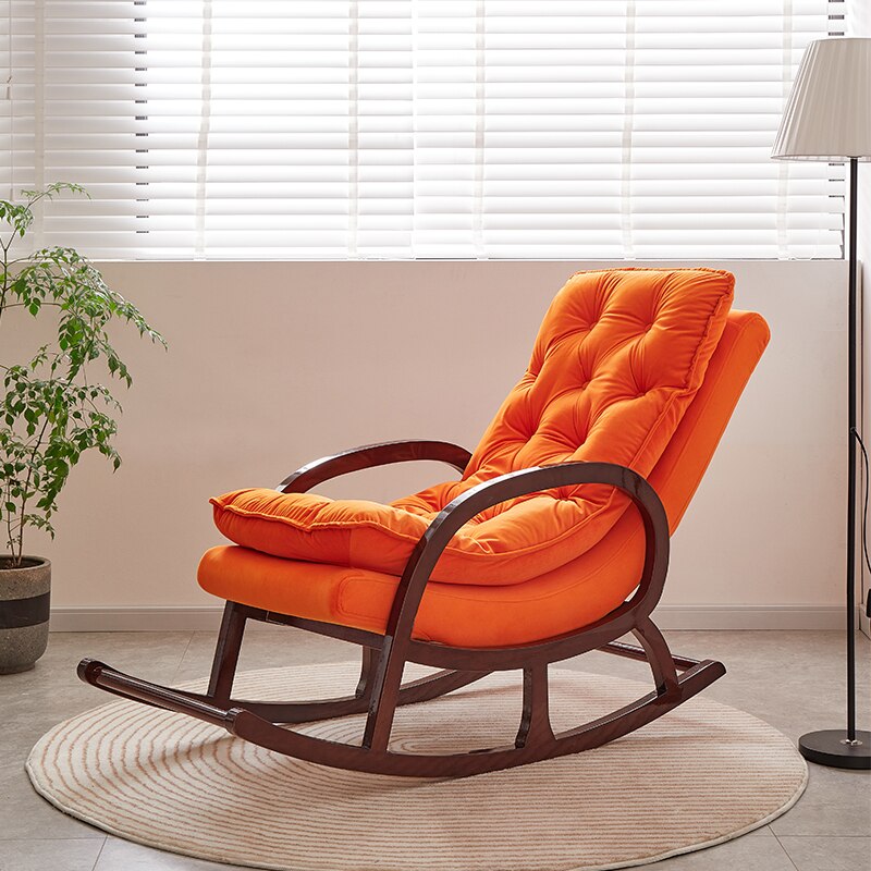 Rocking Chair Deluxe en Tissu | New York Orange Citrouille