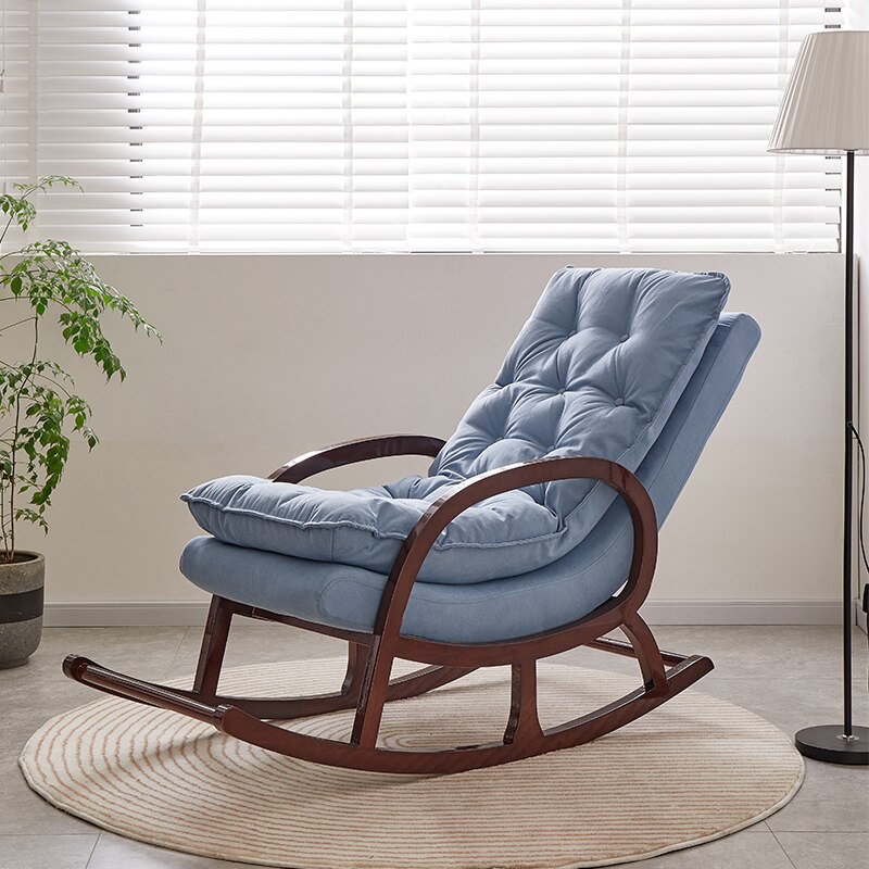 Rocking Chair Deluxe en Tissu | New York Bleu Azur