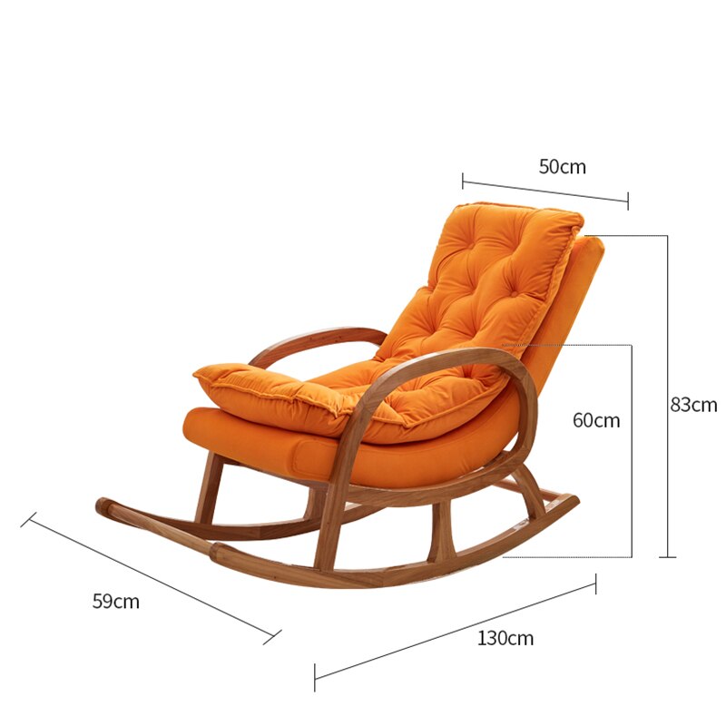Rocking Chair Deluxe en Tissu | New York Orange Citrouille dimensions
