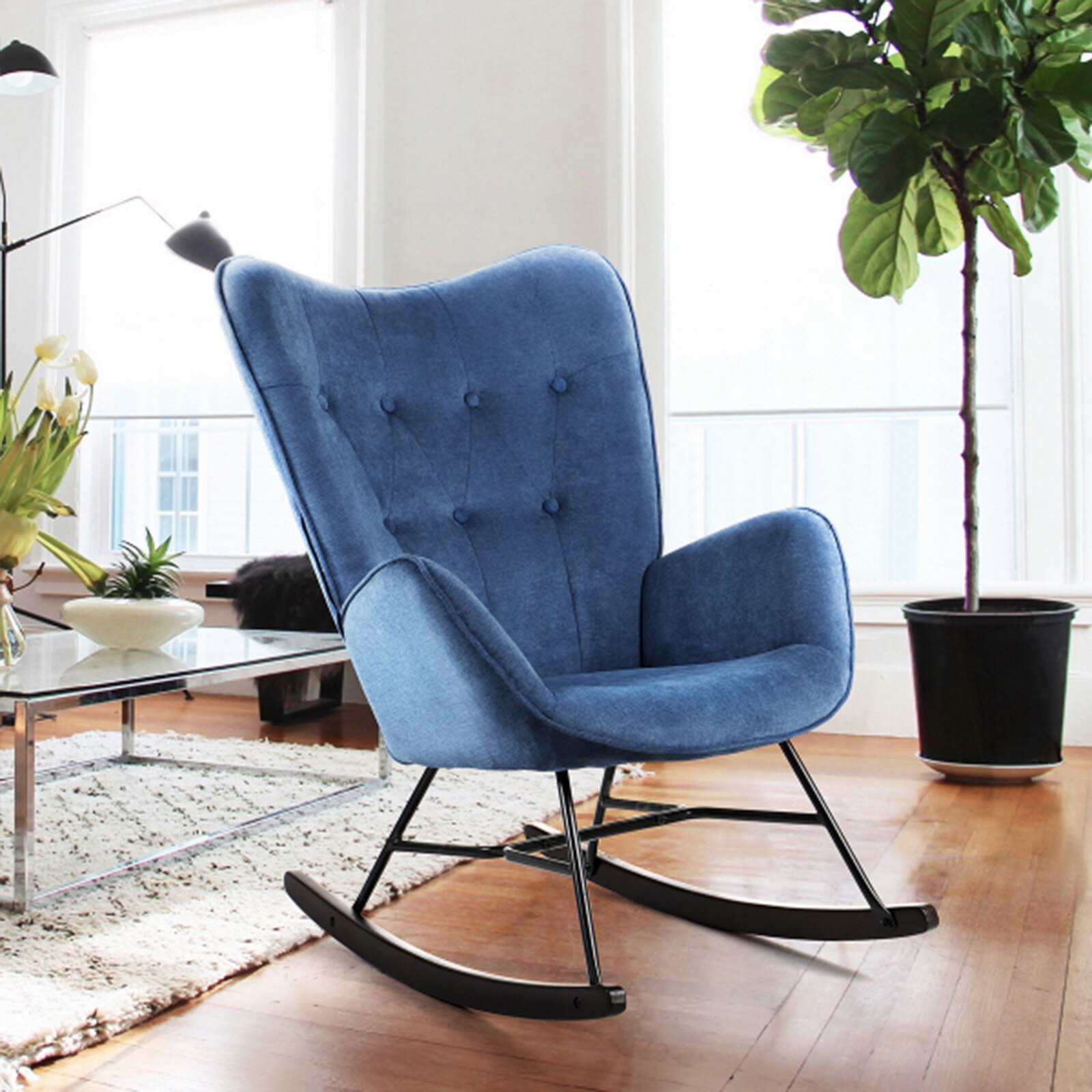 Rocking Chair Design Bleu Royal
