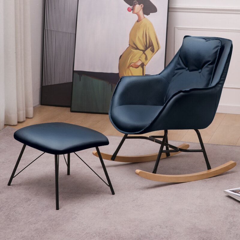 Rocking Chair Design | Roma Lux | Bleu Sombre et chaise