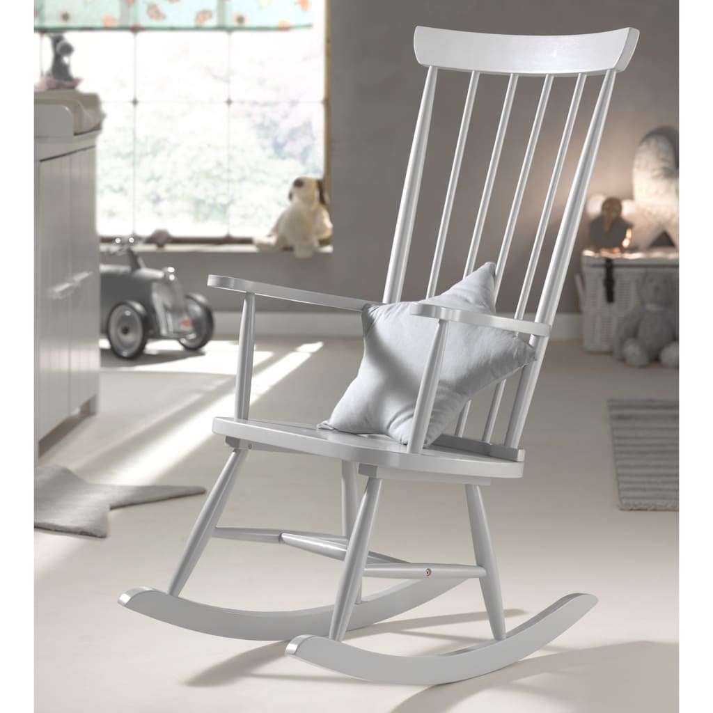 Rocking Chair Scandinave Gris Bois d'Hévéa