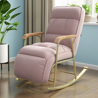 Rocking Chair Scandinave en tissu | Copenhague Rose Bonbon