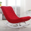 Rocking Chair Deluxe | Eden | Fauteuil à bascule incliné en tissu fraise