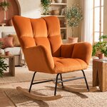 Rocking chair London Chic velours orange dans un salon lumineux