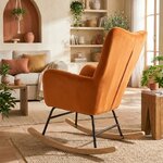 Rocking chair London Chic velours orange, vue de profil