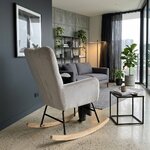 Rocking chair London Chic velours gris nuage, vue de profil