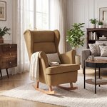 Rocking Chair Contemporain Bourbon Velours coloris Brown