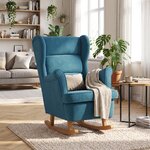 Rocking Chair Contemporain Bourbon Velours coloris Océan