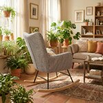 Rocking chair London Chic velours zebre, vue de profil