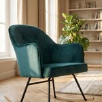 Rocking chair Venise velours vert anglais, vue en trois-quarts