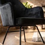 Rocking chair Venise velours noir, vue rapprochée du dossier