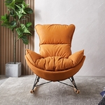 Rocking Chair Deluxe en Cuir | Luxembourgeois Orange Citrouille