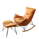 Rocking Chair Deluxe en Cuir | Luxembourgeois Orange Citrouille fond blanc