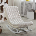 Rocking Chair Deluxe | Eden | Fauteuil à bascule incliné en tissu neige
