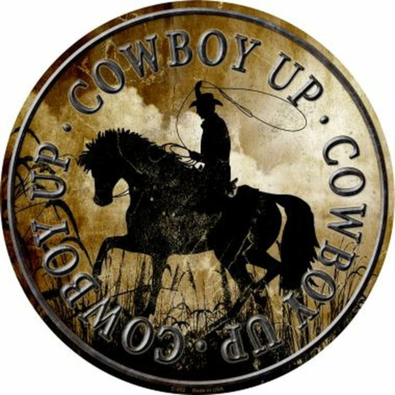 Plaque métallique Circulaire D30 cm Cowboy Up