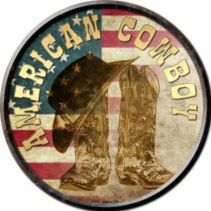 Plaque métallique Circulaire D30 cm American Cowboy