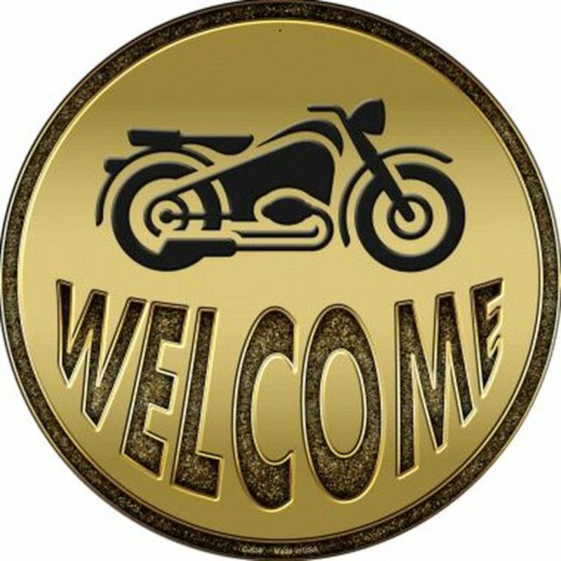 Plaque métallique Circulaire D30 cm Welcome Bikers