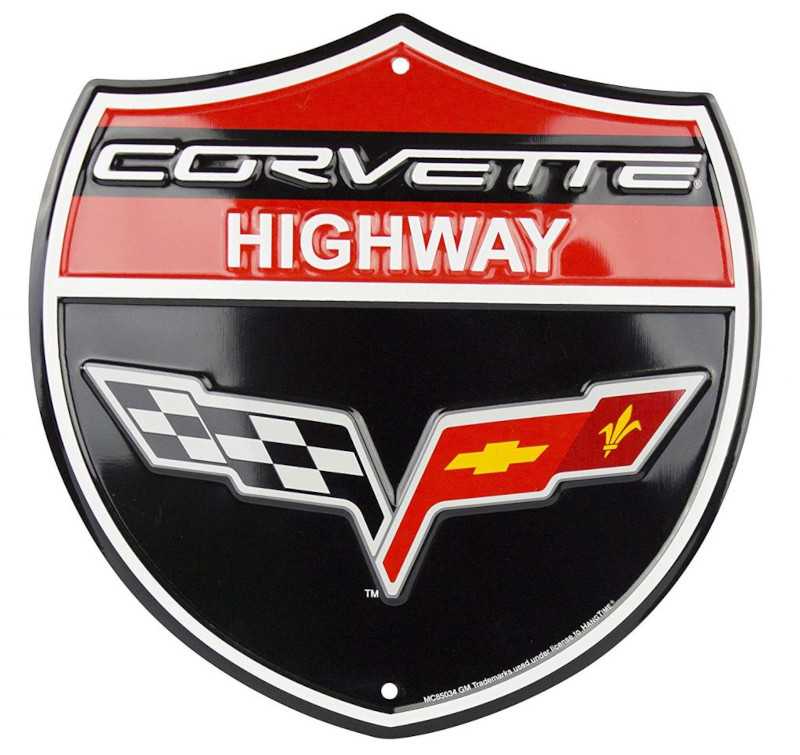 Bouclier Highway métallique 58 x 58 cm Taille XXL Corvette CHEVROLET