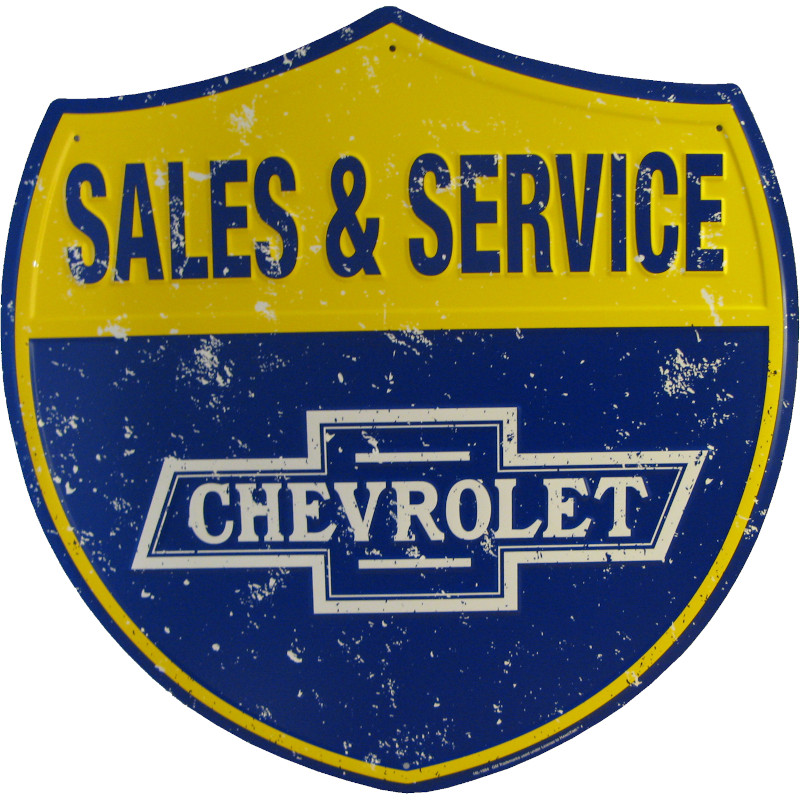 Bouclier Highway métallique 58 x 58 cm Taille XXL Sales et Service CHEVROLET