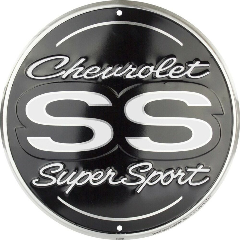 Plaque métallique circulaire D60 cm SUPER SPORT CHEVROLET Taille XXL