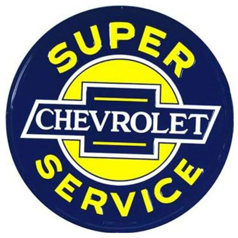Plaque métallique circulaire D60 cm Super Service CHEVROLET Taille XXL